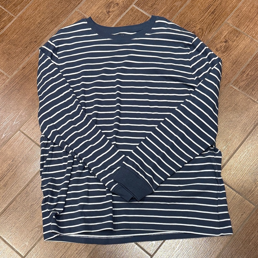 GAP Navy and White Striped Crew Neck